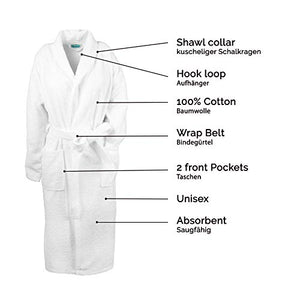 ZOLLNER Accappatoio Unisex Bianco con Collo a Scialle, 6XL, Cotone, Altre 6XL
