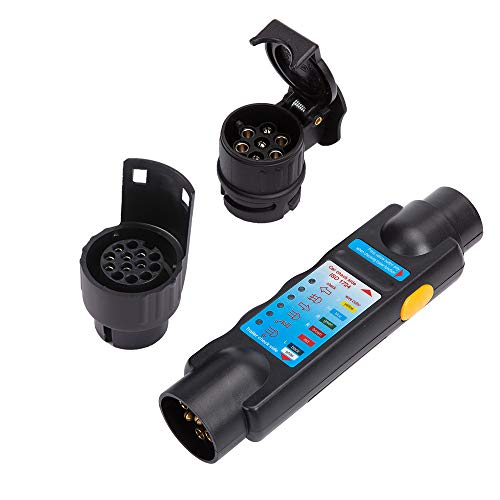 ETUKER Rimorchio Tester 7 Poli, 7 Pin rimorchio leggero tester + Adattatore - Ilgrandebazar