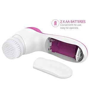 Pixnor [aggiornato] 7 en 1 impermeabile Spazzola Pulizia per Viso Rosa Rossa