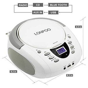 LONPOO Lettore CD Portatile, Radio Portatili Boombox MP3 Portatili...