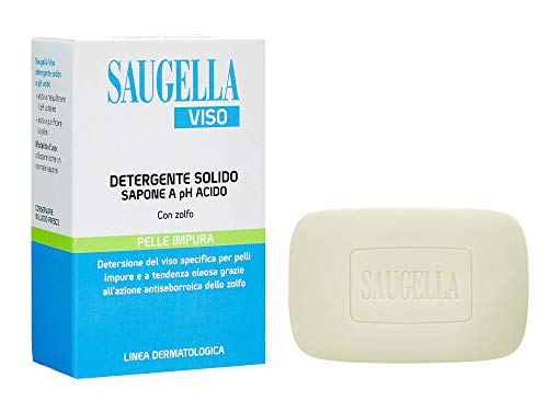 Saugella Viso Detergente con Zolfo per Pelli Impure e Tendenza Oleosa, 100 gr