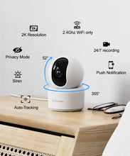 Carica l&#39;immagine nel visualizzatore di Gallery, GALAYOU 2K Telecamera Wifi Interno, Videocamera Sorveglianza Interno Wifi, IP Cam 360 con Visione Notturna, Tracciamento di Movimento, Audio Bidirezionale, Funziona con Google Assistant G2