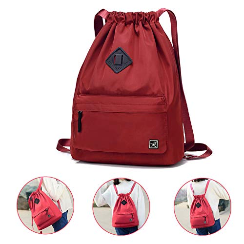 Risefit - Borsa con coulisse in polietilene, impermeabile, da Burgundy