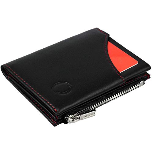 Portafoglio nero/rosso uomo piccolo intelligente e sottile in vera Nero/Rosso