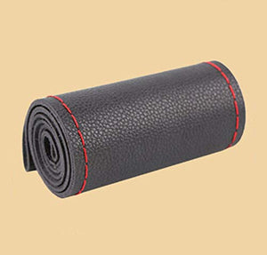 Coprivolante fai-da-te in pelle morbida sul volante dell'auto con Black Red