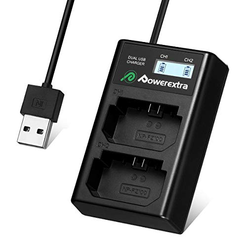 Powerextra - Caricabatteria Dual USB con display LCD per Sony NP-FZ100,...