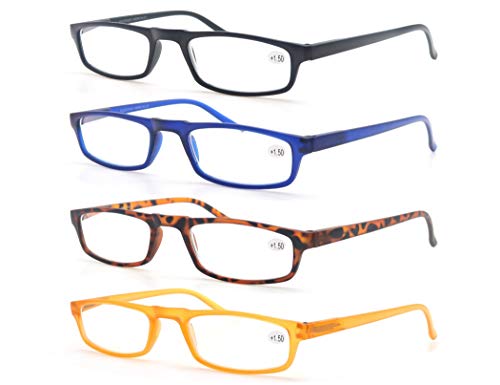 MODFANS Confezione da 4 Occhiali Lettura 1.5 per +1.50, Colori Misti - Ilgrandebazar