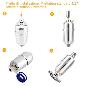 Filtro Doccia con 2 Cartucce Filtro, 15 Strati Universale Filtro...
