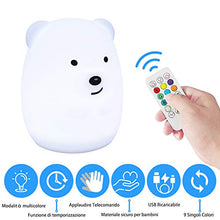 Carica l&#39;immagine nel visualizzatore di Gallery, Luce Notturna Bambini in Silicone Morbido Safe Lampada da Comodino 9 Colori... - Ilgrandebazar