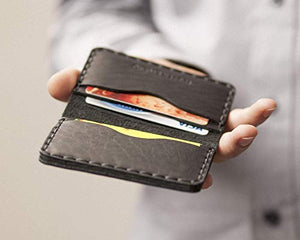 Nero portafoglio in pelle. Porta Carte di credito, contanti o carta...