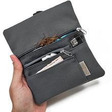Carica l'immagine nel visualizzatore di Gallery, Porta Tabacco Cartine e Filtri Idrorepellente Cucito a Mano - Astuccio Portatabacco in Tessuto con cerniera extra, Porta Tabacco Donna - Porta Tabacco Uomo (Grigio Sportivo)