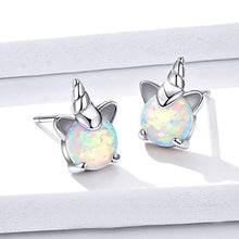 Carica l'immagine nel visualizzatore di Gallery, Bamoer, orecchini a perno in argento Sterling 925 con Unicorno Argentato. - Ilgrandebazar