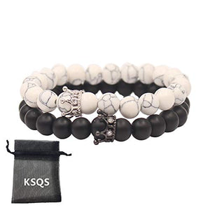 UEUC re & Queen Corona distanza Bracciali Coppia sua la Agata nero opaco... - Ilgrandebazar