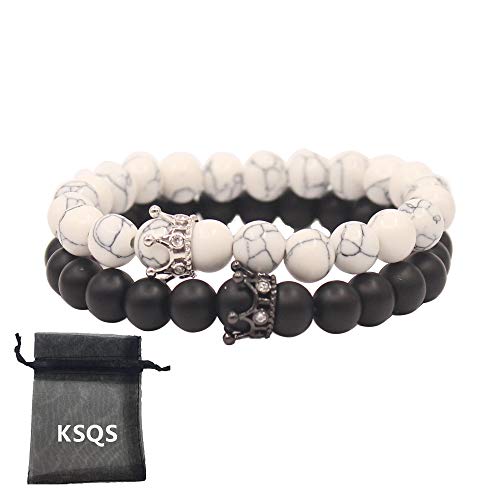 UEUC re & Queen Corona distanza Bracciali Coppia sua la Agata nero opaco... - Ilgrandebazar