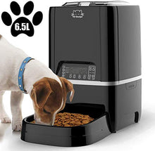 Carica l'immagine nel visualizzatore di Gallery, Gohiking Erogatore Cibo Automatico per Cani e Gatti 6,5L, Dispenser Nero