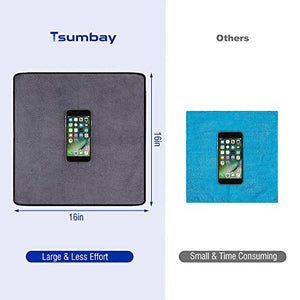 Tsumbay 12 Pezzi 400gsm Panno in Microfibra, Panni per Pulizia Nero Lato