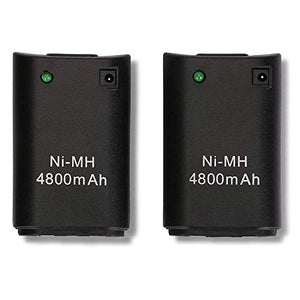 Xbox 360 Batteria, OSAN 2 Pz 4800mAh Batteria Ricaricabile + Cavo USB nero