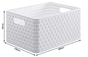 Rotho Contenitore Country Box, Effetto Rattan, Bianco box A4 / 18 L,