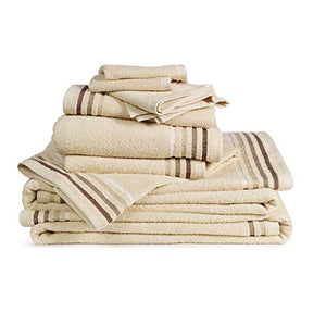 Set 10 Pezzi Spugna Bassetti: 4 Lavette 30x30, 2 Asciugamani Ospite Beige - Ilgrandebazar