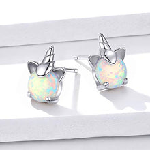 Carica l'immagine nel visualizzatore di Gallery, Bamoer, orecchini a perno in argento Sterling 925 con Unicorno Argentato. - Ilgrandebazar