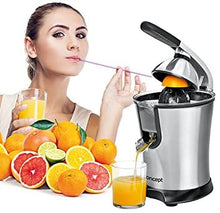 Carica l'immagine nel visualizzatore di Gallery, Concept Hausgeräte CE3520 Spremiagrumi elettrico, con braccio a leva, 750 ml, 160 W, Acciaio inox/Nero