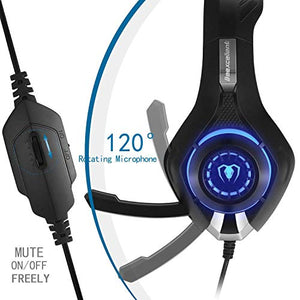 Beexcellent GM-1, Cuffie Gaming con microfono da Gioco Bass Nero/Blu