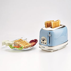 Ariete 155 Tostapane di Design a 2 Fette con Pinze, 6 Livelli Blu