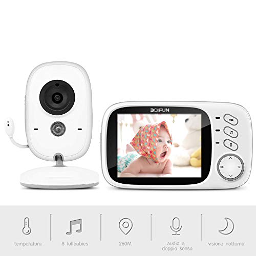 Baby Monitor, Videocamera BOIFUN con schermo da 3.2 '' 750mAh Supporto...