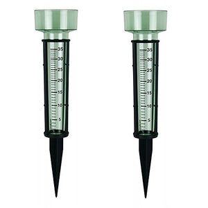 Lantelme, set di 2 pluviometri con paletto in plastica e vetro, colore: verde - Ilgrandebazar