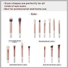 Carica l&#39;immagine nel visualizzatore di Gallery, Jessup 15Pz Bianco perla/Oro rosa Set di pennelli per trucco professionale...