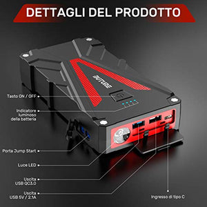 BuTure Avviatore di Emergenza, 800A 12800mAh Batterie Portatile...