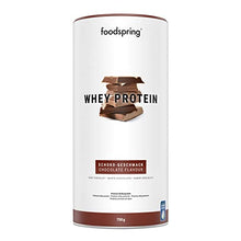 Carica l&#39;immagine nel visualizzatore di Gallery, foodspring Proteine Whey in Polvere Cioccolato - Con 22g di Proteine per la Massa Muscolare, Ottima Solubilità, senza zuccheri aggiunti, Ricco di BCAA ed EAA - 750g