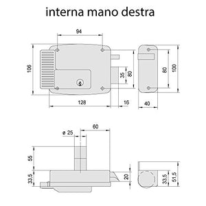 Cisa 11721601 Elettroserratura da applicare, 12 V, Zincato, Entrata 60