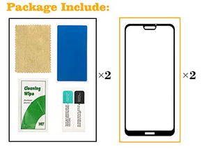 Eachy Vetro Temperato Huawei P20 Lite, [2 Pezzi] Pellicola Protettiva Huawei P20 Lite/Huawei Nova 3e Protezione Schermo Copertura Completa Bordo a Bordo 5,84 Pollici-Nero