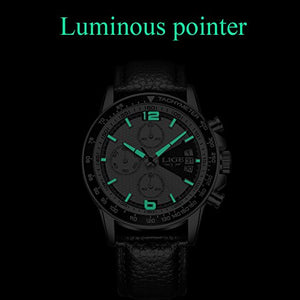 Orologio da Uomo,LIGE Impermeabile Cronografo Cinturino in Argento Bianco - Ilgrandebazar