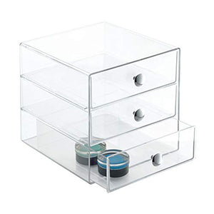 iDesign Porta trucchi con 3 cassetti, Mini cassettiera per Trasparente