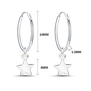 Fu You Orecchini in Argento 925 Orecchino a Cerchio con Pendente a... - Ilgrandebazar