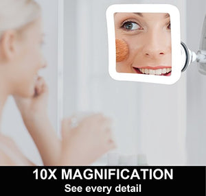 Fancii 10X Specchio ingranditore per trucco con luce LED e ventosa - Ilgrandebazar