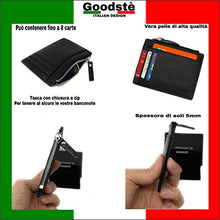 Carica l'immagine nel visualizzatore di Gallery, Goodstè Porta Carte Di Credito Tascabile Portatessere Donna Nero Ruvido