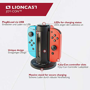 Lioncast Joy-Con Quadrupla Ricarica per Nintendo Switch, Controller per...