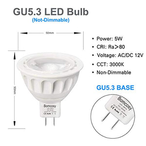 Bomcosy Lampadina LED MR16 GU5.3, 5W equivalente 6 pezzi, Bianca Calda 3000k - Ilgrandebazar