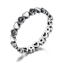 Carica l&#39;immagine nel visualizzatore di Gallery, Anello a forma di cuore in argento Sterling 925 con zirconia cubica nera... - Ilgrandebazar