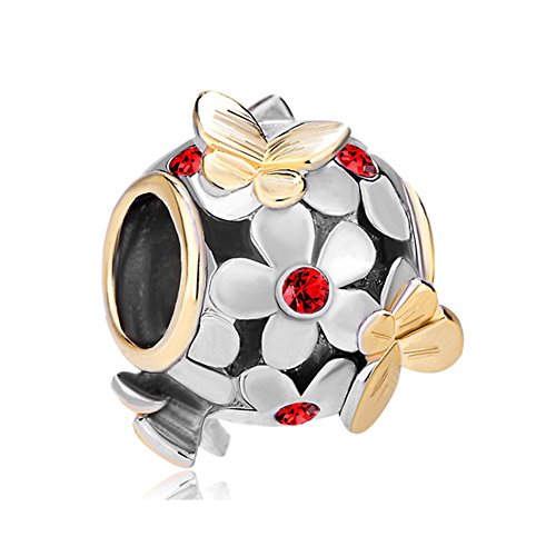 Uniqueen - Ciondolo a sfera con farfalle, fiori e perline di cristallo,... - Ilgrandebazar