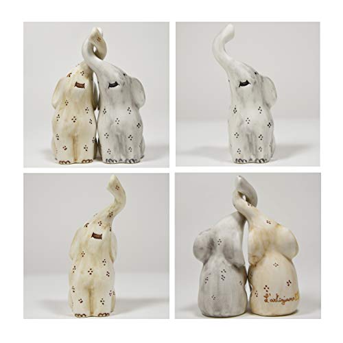 Coppia elefanti in ceramica intrecciati fatti e decorati a mano - Ilgrandebazar