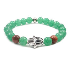 Carica l&#39;immagine nel visualizzatore di Gallery, Bracciale in Pietra Agata 8mm Yoga Reiki Healing Balancing Energy Hamsa Hand... - Ilgrandebazar