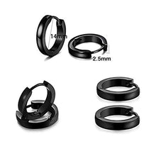 Carica l&#39;immagine nel visualizzatore di Gallery, 4 Paia di Orecchini in Acciaio Inossidabile per Uomo Donne Cerchio Nero - Ilgrandebazar