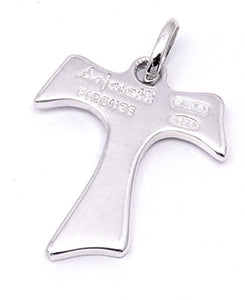 Arfasatti Pendente In Argento 925 TAU Francescano Liscio Fatto a Mano in...