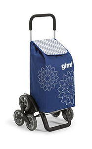 Gimi Tris Floral Carrello Portaspesa, 56 litri, Sistema 3+3 Ruote, Blu - Ilgrandebazar