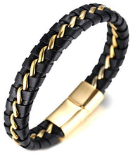 Carica l&#39;immagine nel visualizzatore di Gallery, Halukakah ● Onore ● Bracciale Uomo in Vera Pelle Cuoio con Catena Titanio... - Ilgrandebazar