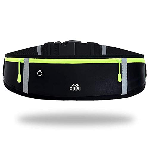 Marsupio per uomo e donna, impermeabile, con tasche multiple, cinturino regolabile, casual, per sport all'aria aperta, allenamento, viaggi, jogging, escursionismo, ciclismo, colore nero, Nero , taglia